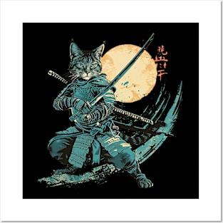 samurai cat Posters and Art